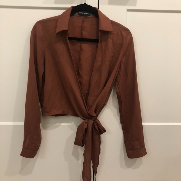 Pretty Little Thing || Deep Mauve Chiffon Tie Up - Picture 1 of 3